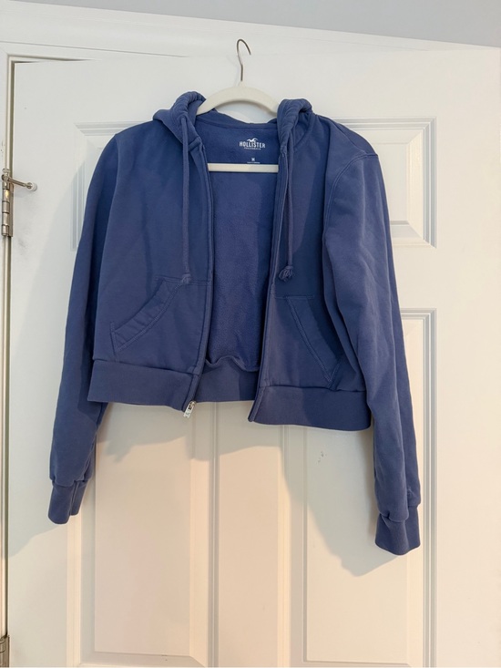 Hollister Tops - Hollister Cropped Zip-Up Hoodie in Slate Blue